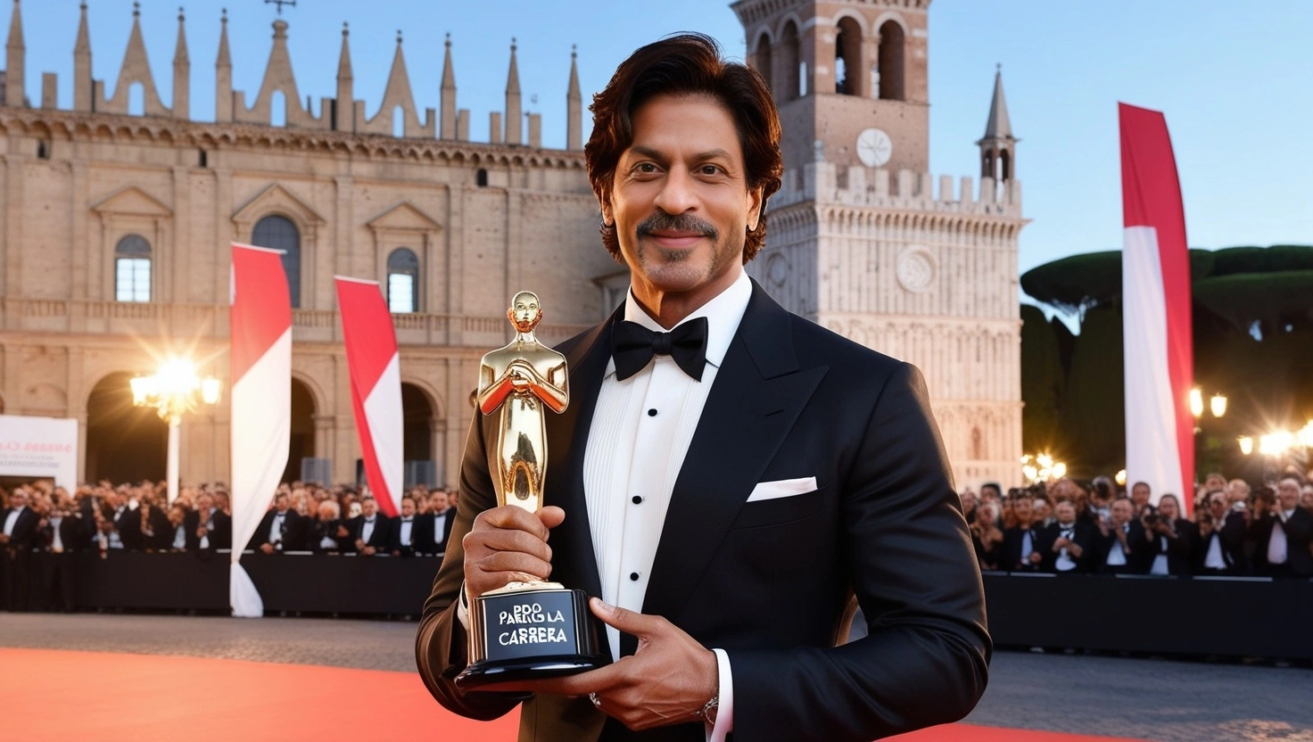 Shah Rukh Khan receiving an award at an international film festival